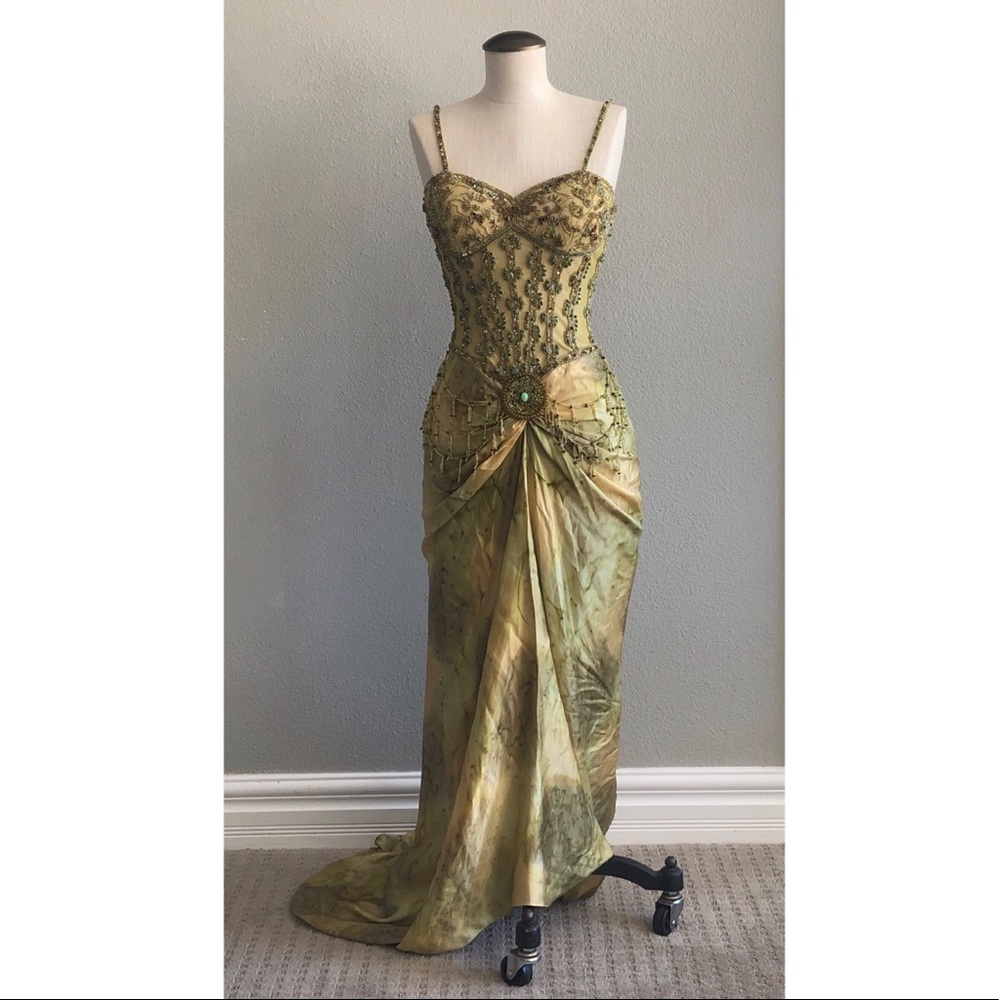 Dolce Jovani Green Flapper Style Gown Size 4